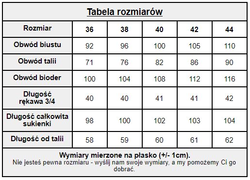 Tabela rozmiarów Oliwia